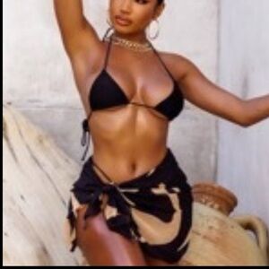 SEXY 3pc bikini set w/cute sarong, M, mic brown, **new**